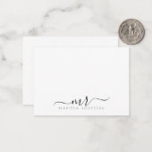 Elegant Modern Script Monogram Initialen Notitiekaartje (Voorkant / Achterkant in situ)