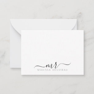 Elegant Modern Script Monogram Initialen Notitiekaartje