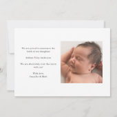 Elegant modern script naam twee foto geboorte aankondiging (Achterkant)