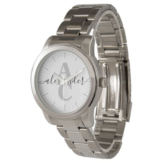 Elegant modern Script Name Custom Monogram Initiaa Horloge (Gekanteld)