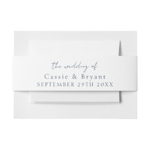 Elegant Modern Script Navy Blue Wedding Uitnodigingen Wikkel