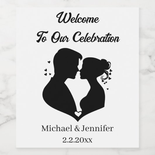 Elegant modern script paar welkom bruiloft chique wijn etiket (Enkel label)