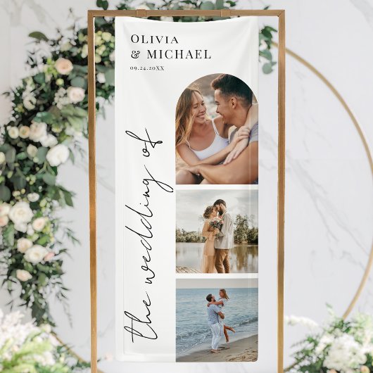 Elegant Modern Script Photo Wedding Spandoek