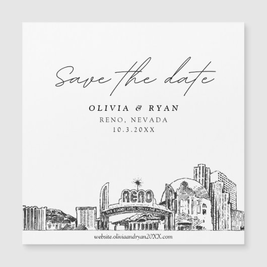 Elegant Modern Script Reno Save the Date Magnet (Voorkant)