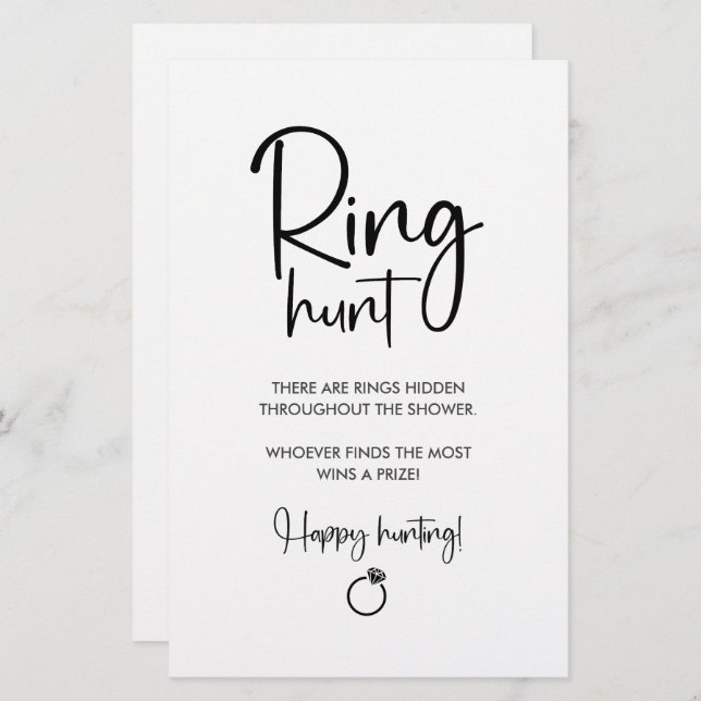 Elegant modern script | Ring Hunt Game Sing (Voorkant / Achterkant)