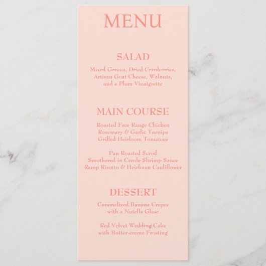 Elegant modern Script Roze Blush bruiloft Menu (Voorkant)