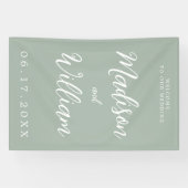Elegant modern Script Sage Green Welcome Wedding Spandoek (Horizontaal)