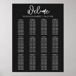 Elegant modern script Simple Wedding Seating Chart Poster