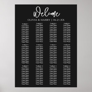 Elegant modern script Simple Wedding Seating Chart Poster