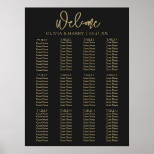 Elegant modern script Simple Wedding Seating Chart Poster