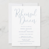 Elegant modern script stoffig blauw repetitiediner kaart (Voorkant)
