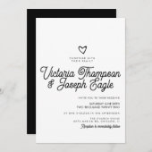 Elegant modern Script Swirly Black White Wedding Kaart (Voorkant / Achterkant)