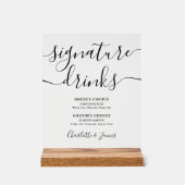 Elegant Modern Script Trouwhandtekening Drinken Acryl Bord (Voorkant)