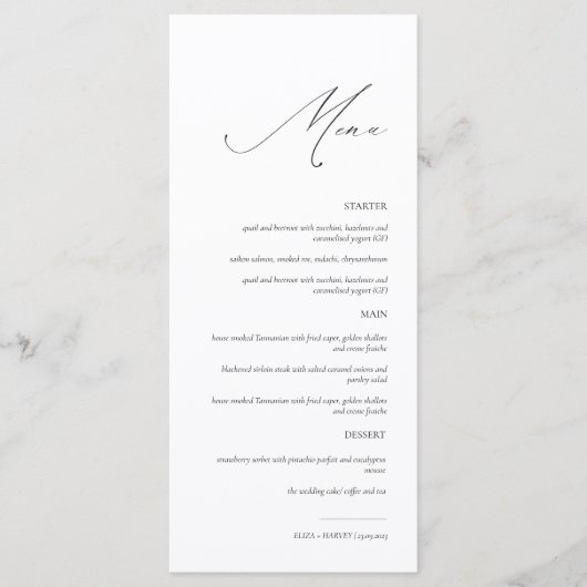 Elegant Modern Script Trouwmenu Menu (Voorkant)