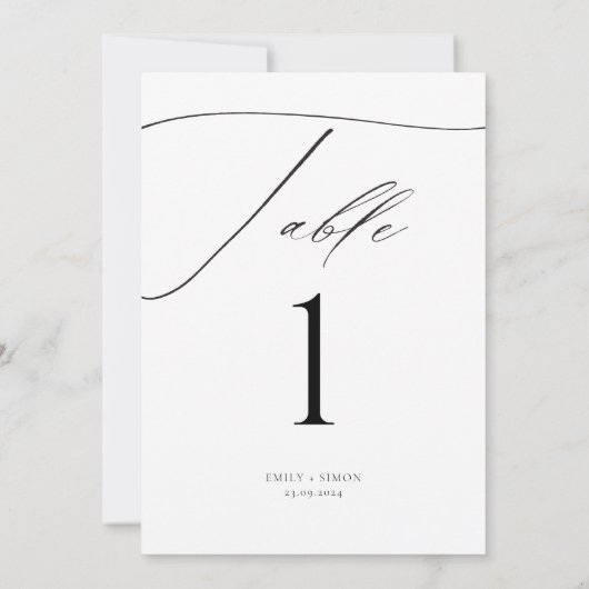 Elegant Modern Script Trouwtafel Nummers (Achterkant)