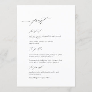 Elegant Modern Script Wedding Menu Kaart