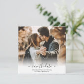Elegant Modern Script Wedding Photo Aankondiging (Staand voorkant)