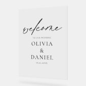 Elegant Modern Script Wedding Welkom Elegant Acryl Bord (Hoek)