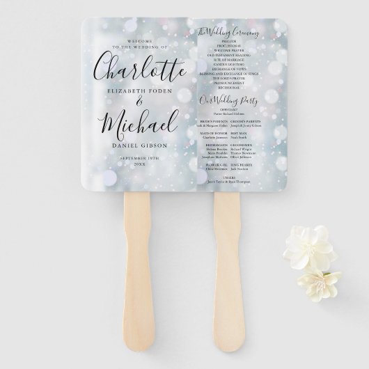 Elegant modern script winter bruiloft programma handwaaier (Voorkant en achterkant)