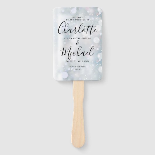 Elegant modern script winter bruiloft programma handwaaier (Voorkant)