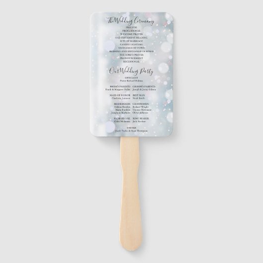 Elegant modern script winter bruiloft programma handwaaier (Achterkant)