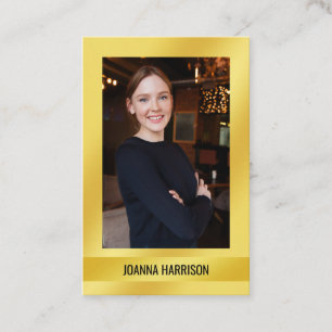 Elegant Modern Shimmery Shiny Gold Foto Europees Visitekaartje