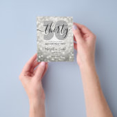 Elegant Modern Silver 30th Birthday Party Invite Flyer (Hand)