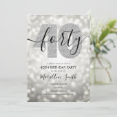 Elegant Modern Silver 40e verjaardag Kaart (Staand voorkant)