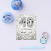 Elegant Modern Silver 40th Birthday Party Invite Flyer (Enkel)