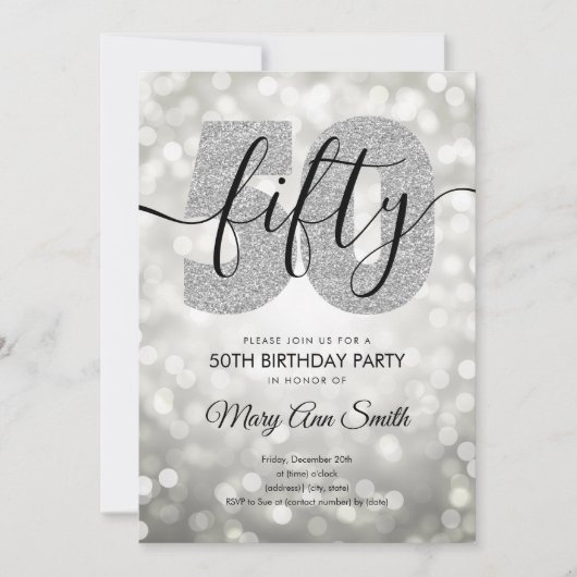 Elegant Modern Silver 50e verjaardag Kaart (Voorkant)