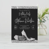 Elegant Modern Silver Black High Heels Birthday Kaart (Staand voorkant)