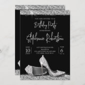 Elegant Modern Silver Black High Heels Birthday Kaart (Voorkant / Achterkant)