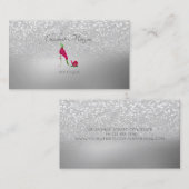 Elegant Modern, Silver Glitter Bokeh High Heels Visitekaartje (Voorkant / Achterkant)