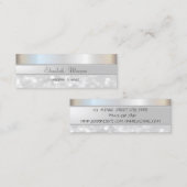Elegant Modern Silver Glitter Bokeh, Pearls Mini Visitekaartje (Voorkant / Achterkant)