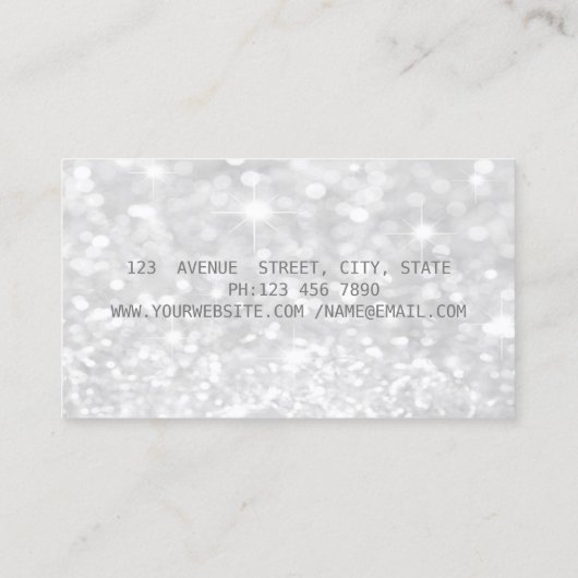 Elegant Modern Silver Glitter Bokeh Visitekaartje (Achterkant)