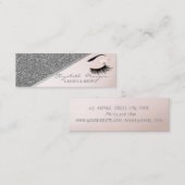 Elegant Modern Silver Glitter, Faux Lashes Mini Visitekaartje (Voorkant / Achterkant)