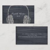 Elegant Modern Silver Glitter Headphone DJ Visitekaartje (Voorkant / Achterkant)
