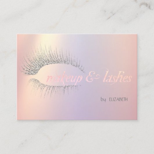 Elegant Modern Silver Glitter Lashes, Makeup Visitekaartje (Voorkant)
