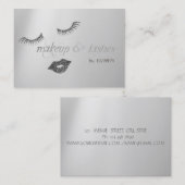 Elegant Modern Silver Glitter Lips, Lashes, Makeup Visitekaartje (Voorkant / Achterkant)