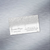 Elegant Modern Silver Glitter Marble Magnetisch Visitekaartje (Voorbeeld)
