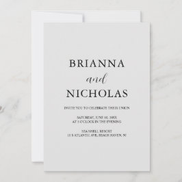 Elegant Modern Silver Grey Wedding All-in-One Kaart