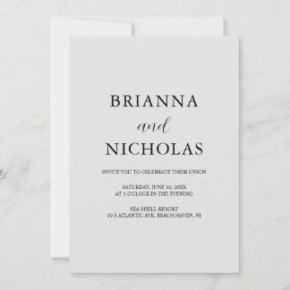 Elegant Modern Silver Grey Wedding All-in-One Kaart