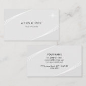 Elegant Modern Silver Grey & White Visitekaartje (Voorkant / Achterkant)