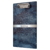 Elegant Modern Silver Mandala Stripe Navy Blue Klembord (Links)