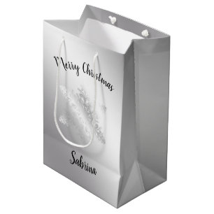 Elegant modern Silver Merry-sneeuwvlok voor kerstm Medium Cadeauzakje