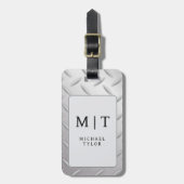 Elegant Modern Silver Monogram Initial Name Bagagelabel (Voorkant verticaal)