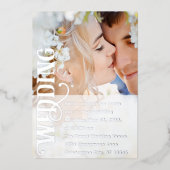 Elegant Modern Silver Photo Wedding Folie Uitnodiging (Voorkant)