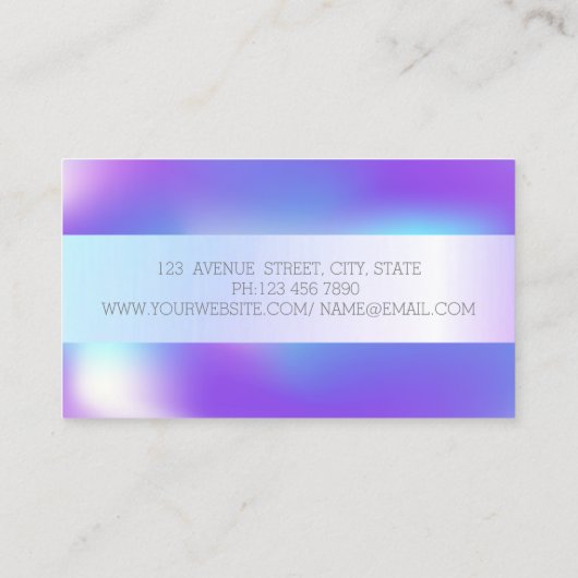 Elegant Modern Silver Stripe, Ombre Holographic Visitekaartje (Achterkant)