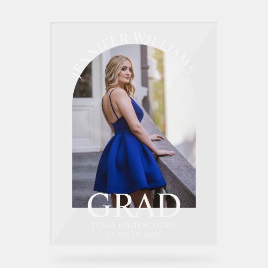 Elegant Modern Simple Script afstuderen Fotoboog Acryl Bord (Voorkant)