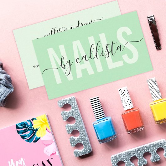 Elegant modern Simple Typography Nail Artist Visitekaartje
